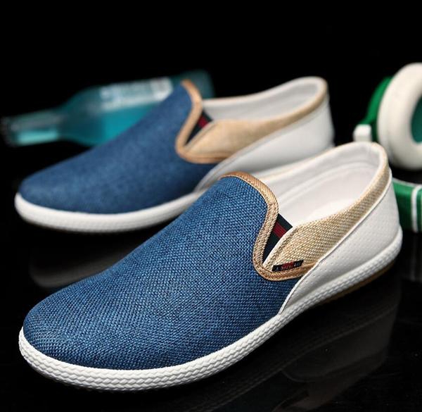 Летни мъжки мокасини бял син и зелен цвят