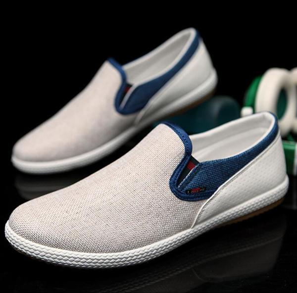 Летни мъжки мокасини бял син и зелен цвят