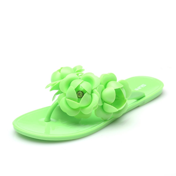 Γυναικείες παντόφλες για την παραλία και την καθημερινή ζωή με διακοσμητικά λουλούδια - μπλε, ροζ, μαύρο, πράσινο και άλλα καλοκ