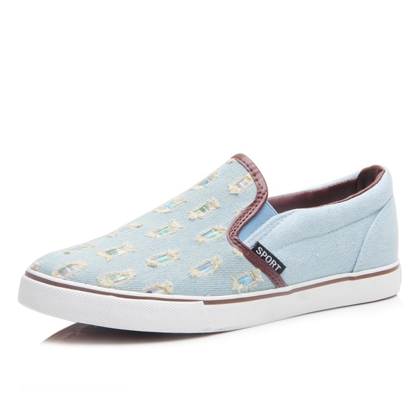 Летни мъжки мокасини светло син жълт и тъмно син цвят