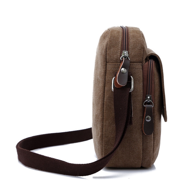 Ανδρικές μικρές τσάντες  κατασκευασμένες από καμβά σε πράσινο καφέ και μαύρο χρώμα