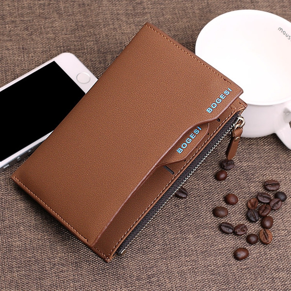 Мъжки кожен портфейл, малък и удобен с прегради за документи