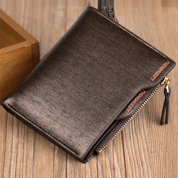 Мъжки кожен портфейл, малък и удобен с прегради за документи