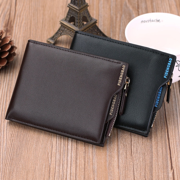 Мъжки кожен портфейл, малък и удобен с прегради за документи