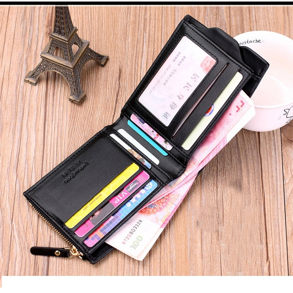 Мъжки кожен портфейл, малък и удобен с прегради за документи