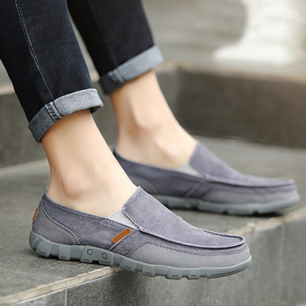 Ανδρικά μοκασίνια σε μπλε, γκρι και κρεμ  χρώμα