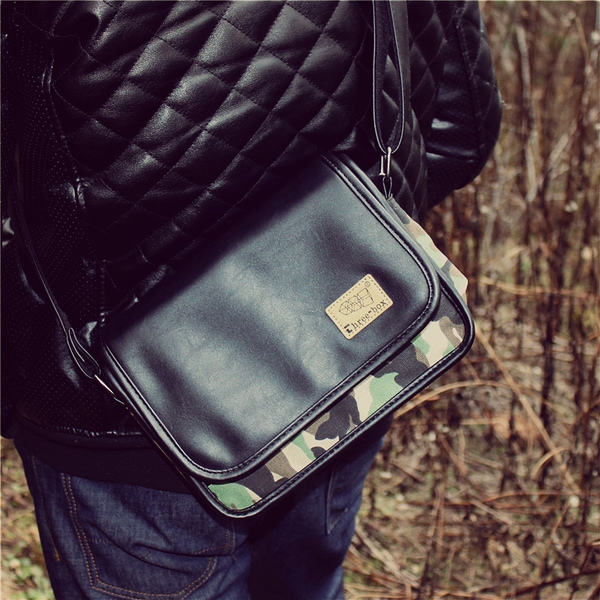 Мъжки кожени и камуфлажни чанти в класически ретро модел - черни и кафяви модели