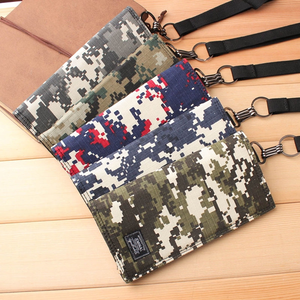 Мъжки платнени камуфлажени пормонета с преградки за документи и джобове