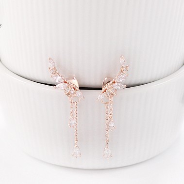 Κομψά ασημένια γυναικεία σκουλαρίκια  - χρυσά, ασημένια και ροζ