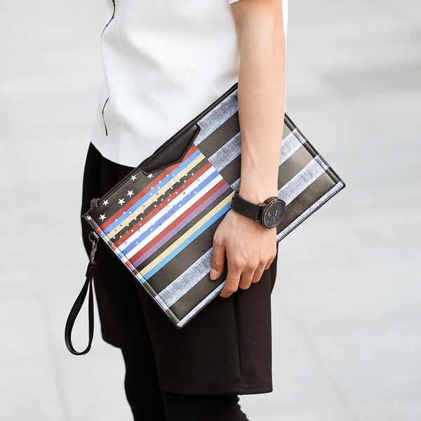 Мъжки дизайнерски чанти - тип клъч - четири цветни модела камуфлаж и флаг