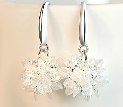 Дамски обеци с форма на снежинка - тип кристал