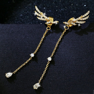 Γυναικεία σκουλαρίκια σε ασημί και χρυσό χρώμα - φτερά