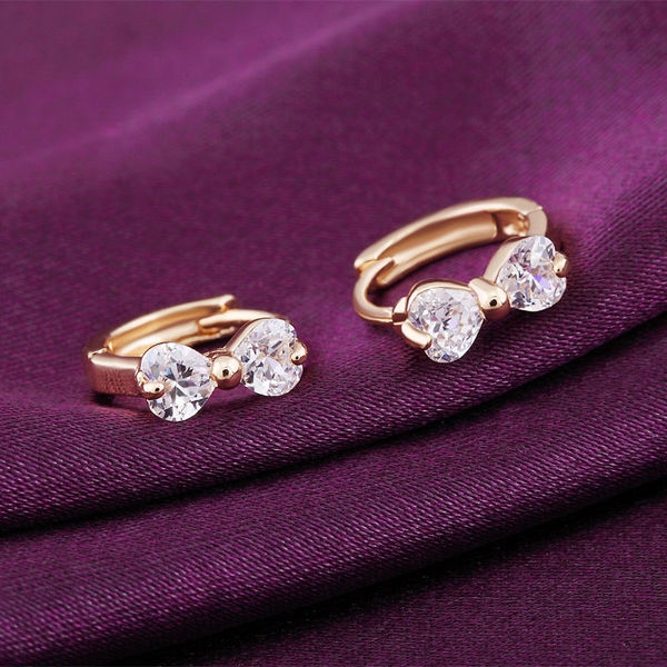 Дамски  обеци - панделка в лилав и бял цвят 