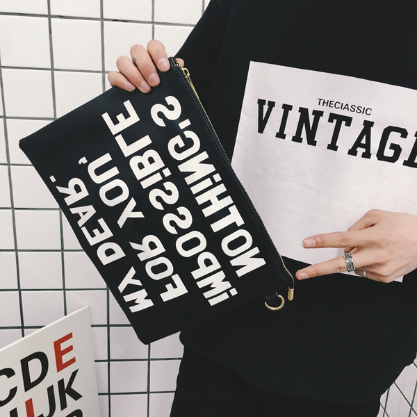 Мъжка чанта от изкуствена кожа - тип клъч - мека повърхност с интересни принтове Fashioncode, звезда, светкавица