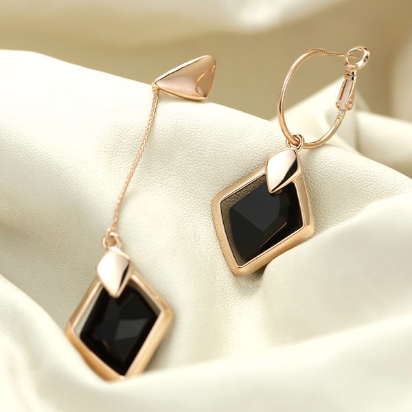 Γυναικεία  σκουλαρίκια σε μαύρη πέτρα σε ασήμι και χρυσό - 6 σχέδια