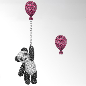 Γυναικεία σκουλαρίκια σε ροζ και μαύρο και άσπρο - panda