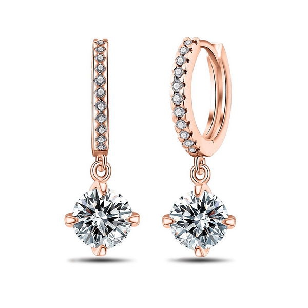 Γυναικεία κρυστάλλινα σκουλαρίκια - χρυσό και ασημί χρώμα