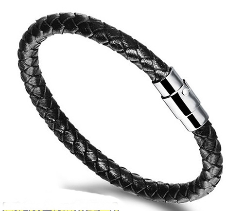 Мъжки гривни от стоманена сплав - бляскави кяфяви и черни модели