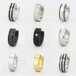 Ανδρικά σκουλαρίκια τύπου δαχτυλίδια με και χωρίς πέτρα 1 κομμάτι - 9 μοντέλα
