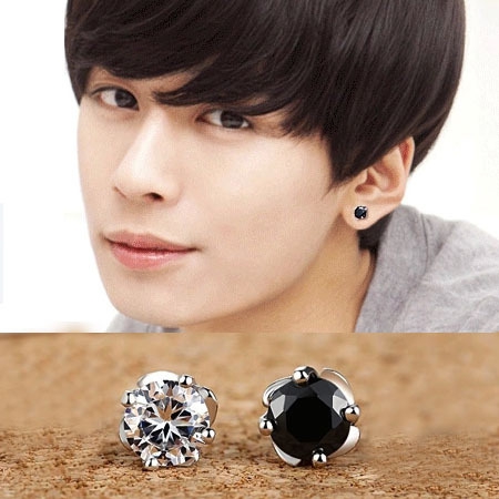 Мъжки обеци с камък 7 мм  - 2 модела 