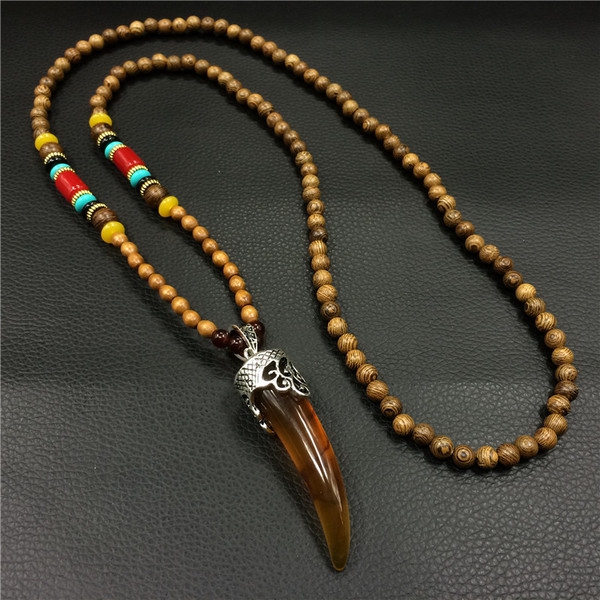 Мъжка верижка тип броеница с рог в три цвята