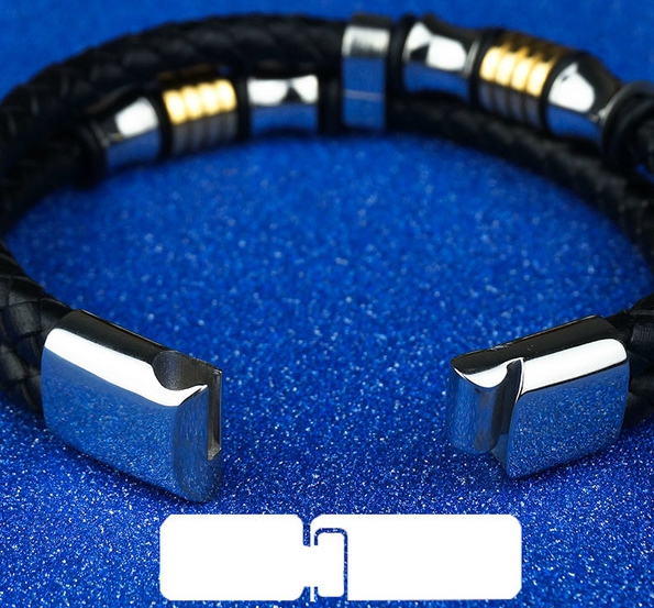 Мъжки гривни няколко черни модели от изкуствена кожа - позлатени или посребрени 