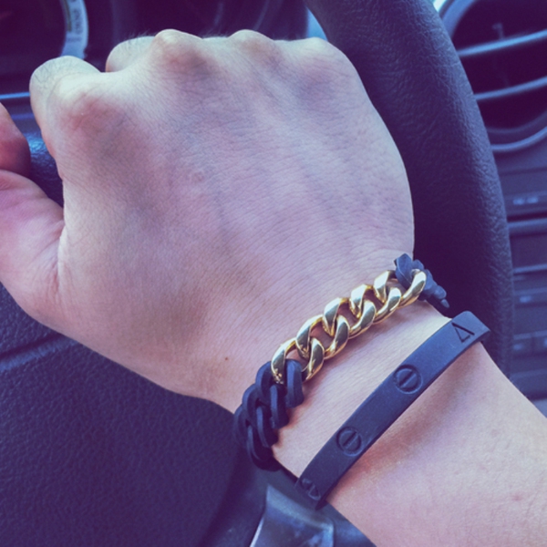 Мъжка черна кожена гривна M и L размер