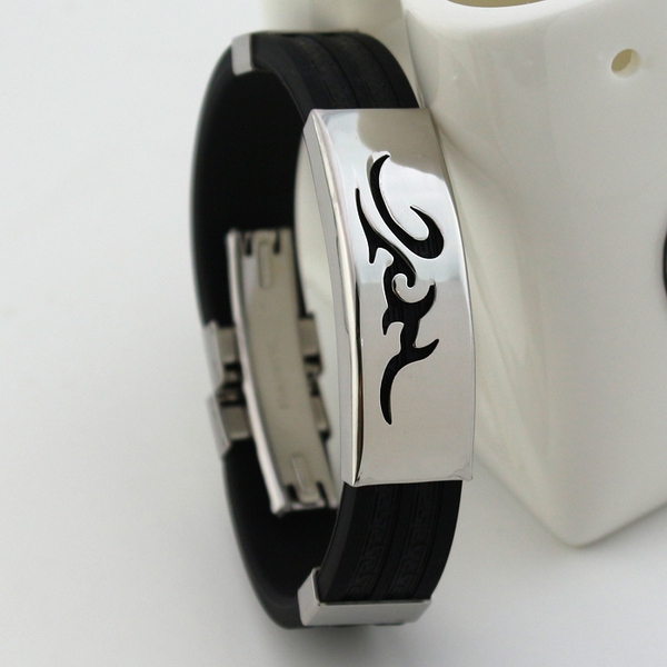 Мъжки кожени гривни - три черни модела с червени и сини черти