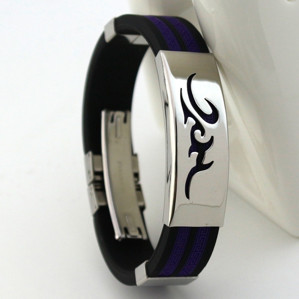 Мъжки кожени гривни - три черни модела с червени и сини черти