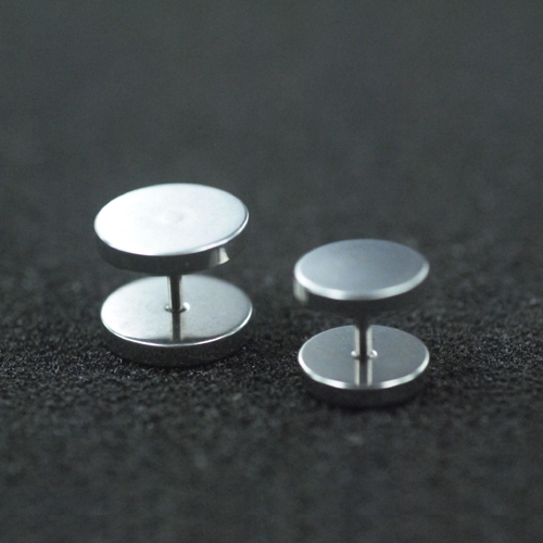 Чифт стоманени мъжки обеци в черен и сребрист цвят - 10 мм 12 мм  14 мм 