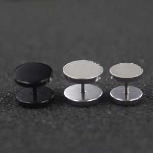 Чифт стоманени мъжки обеци в черен и сребрист цвят - 10 мм 12 мм  14 мм 