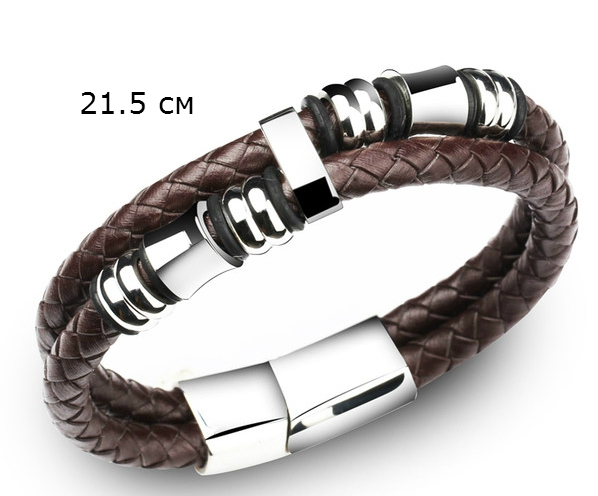 Ανδρικά βραχιόλια από δέρμα με κράμα - καφέ και μαύρο με μήκος: 18,5 cm, 20 cm και 21,5 cm