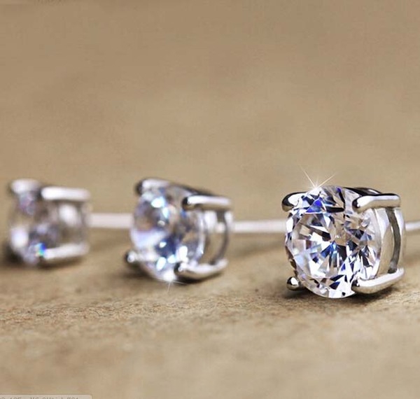 Чифт мъжки обеци  с камък  - 5 мм 6 мм 7 мм