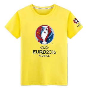 Мъжки футболни фен тениски - Уефа Евро 2016 - Жълти, Червени, Сини с принт и Франция, Белгия и Испания