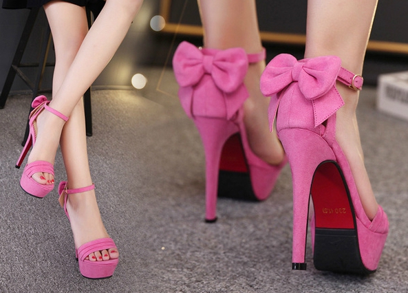 Ψηλός κυρίες σανδάλια 12 εκατοστά ηλεκτρικής ενέργειας σε ροζ και μαύρο