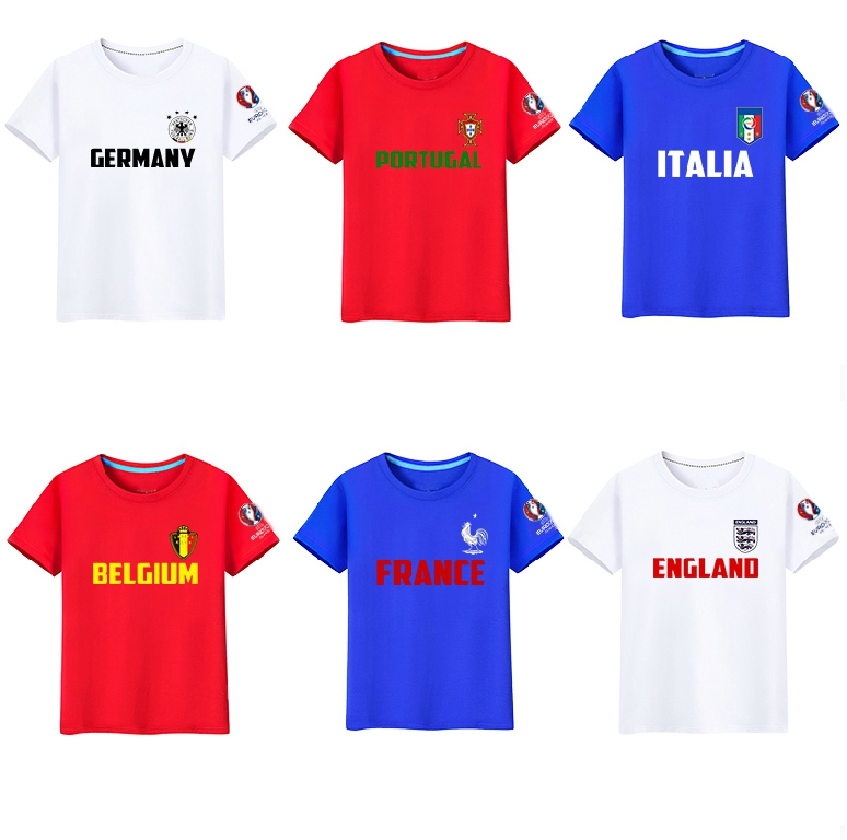 Футболни тениски за най-запалените фенове на Евро 2016 - червени, бели и сини на Белгия, Германия, Франция и Англия