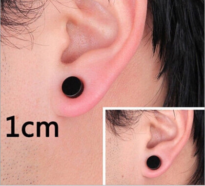 Μαύρα ανδρικά σκουλαρίκια μαύρα - 1 τεμάχιο