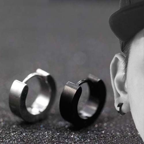 Ανδρικά σκουλαρίκια σε μαύρο, ασημί και χρυσό χρώμα - 3 μοντέλα