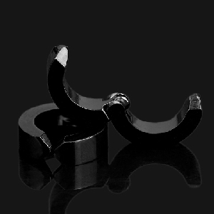 Мъжки обеци в черен и сребрист цвят - 1 брой