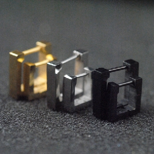 Мъжки обеци в стил ърбън - златист,сребрист и черен цвят 1 брой