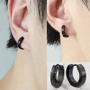 Σετ ανδρικά σκουλαρίκια σε μαύρο χρώμα