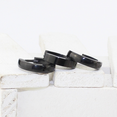 Комплект черни мъжки обеци тип халки 