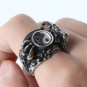 Мъжки стоманен пръстен Ин и ян - 4 размера 