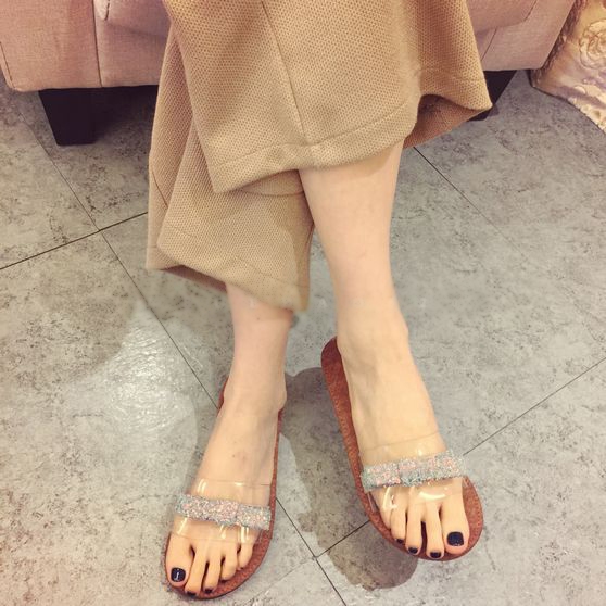 Γυναικείες παντόφλες σιλικόνης με κορδέλα