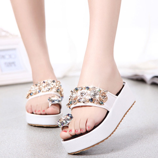 Дамски чехли на платформа: Бели, Сребристи, Златисти, Черни