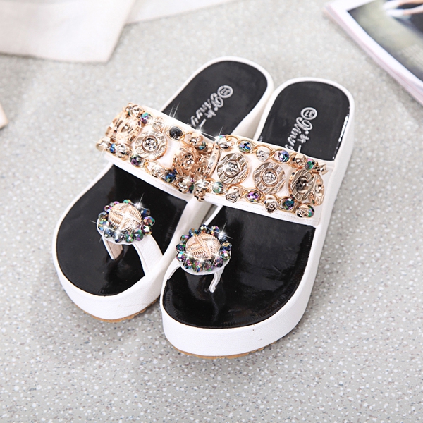 Дамски чехли на платформа: Бели, Сребристи, Златисти, Черни