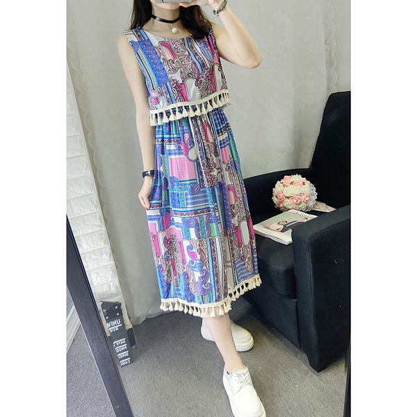 Κυρίες καλοκαιρινό φόρεμα με floral μοτίβα οκτώ διαφορετικά μοντέλα.