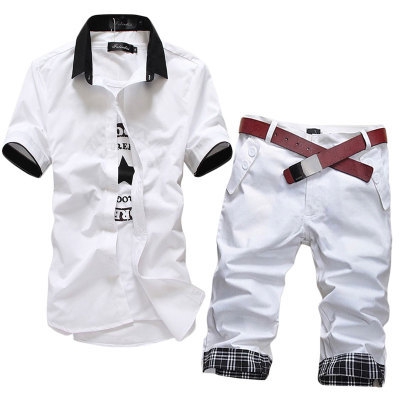 Мъжки нов летен комплект риза и къси панталони