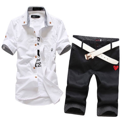 Мъжки нов летен комплект риза и къси панталони