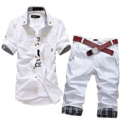 Мъжки нов летен комплект риза и къси панталони